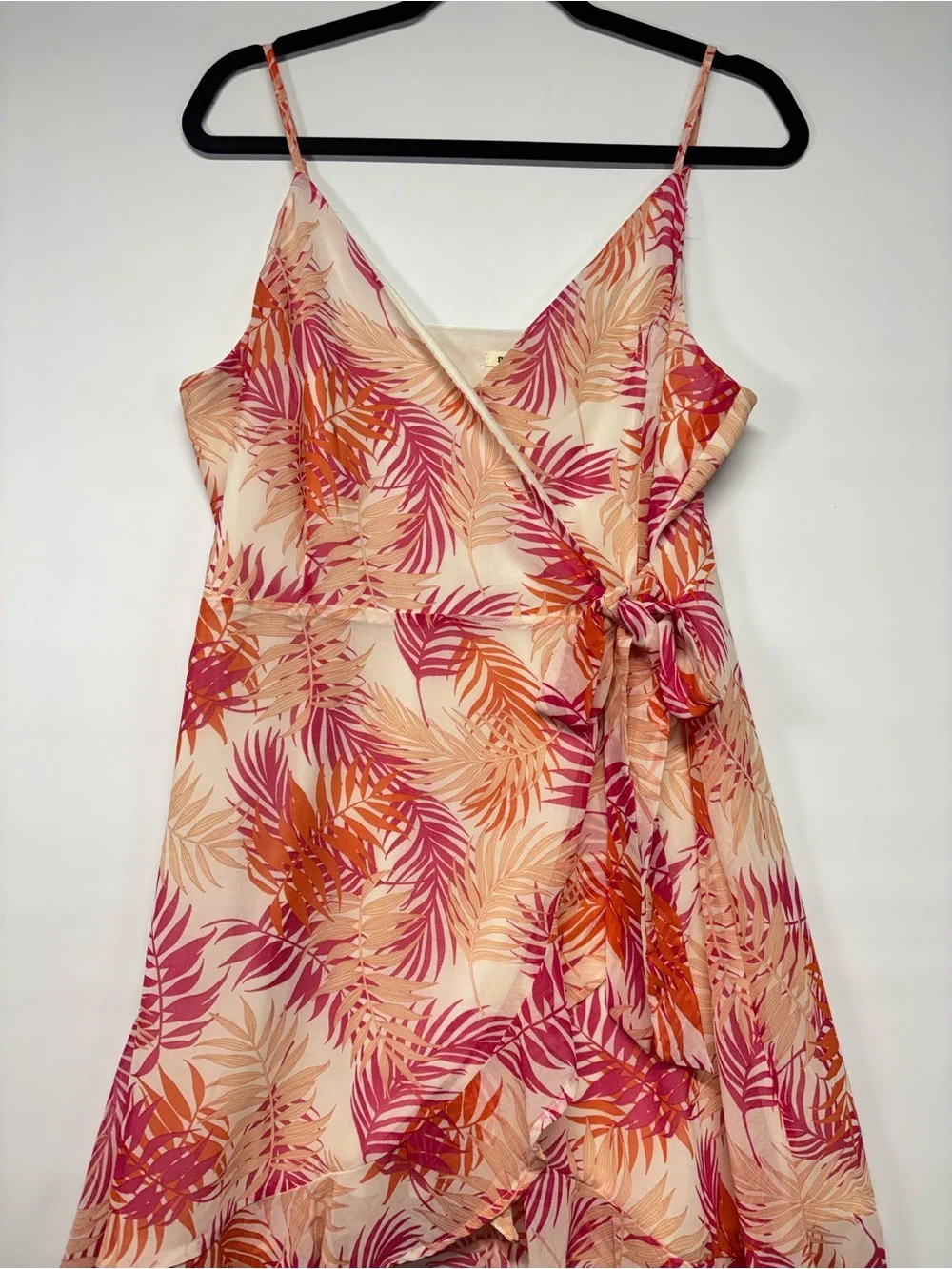 ✨Miami Palm Leaf Print Strappy Wrap Sundress Size L